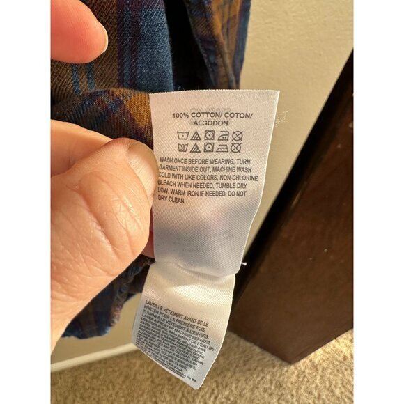 Lucky‎ Brand Mens Blue Flannel Small long sleeve collared pearl button up cuffed - Picture 6 of 8